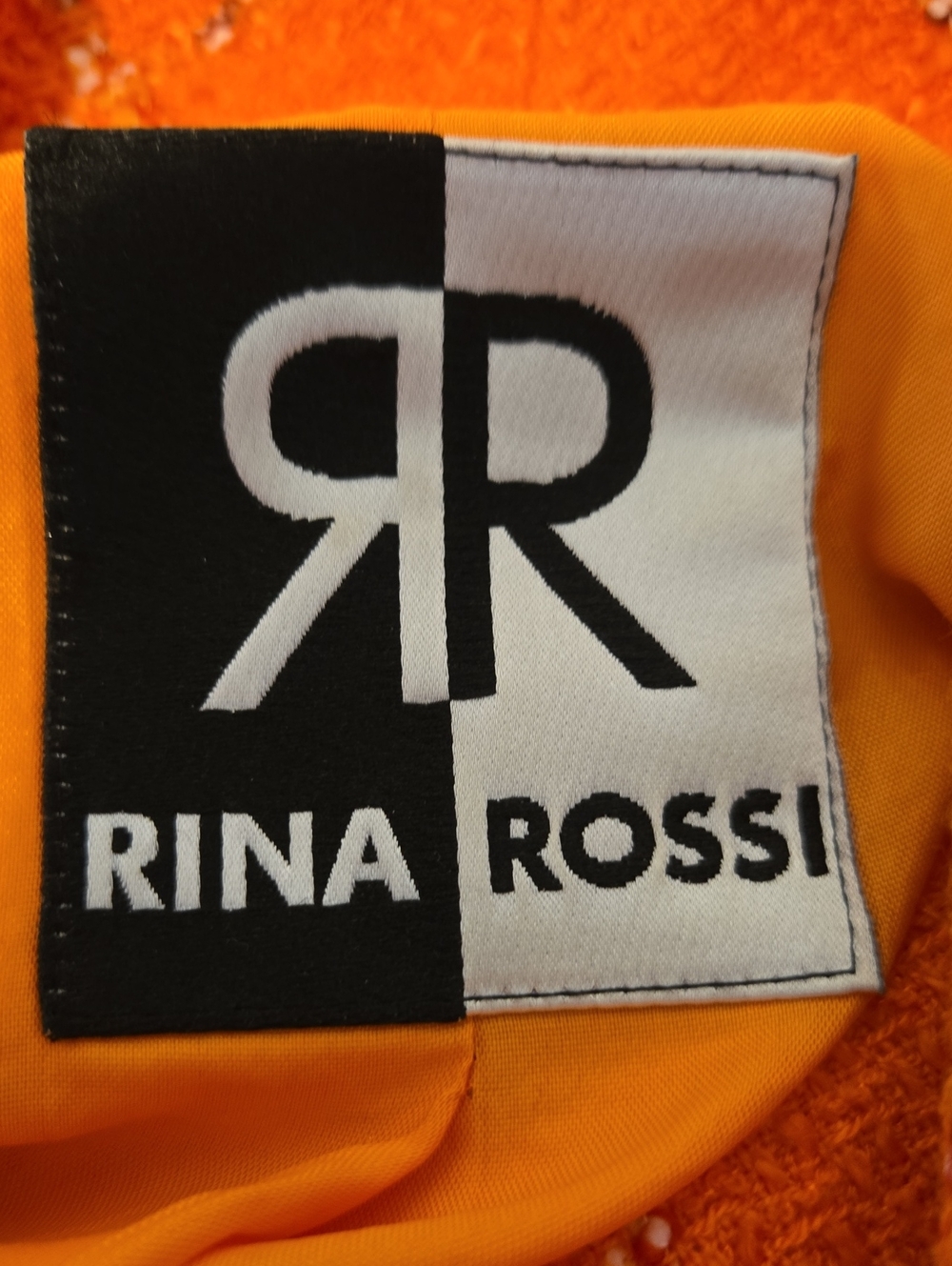 Vintage 90s Rina Rossi Orange Plaid Tweed Skirt Suit Sz 4 - Picture 7 of 7
